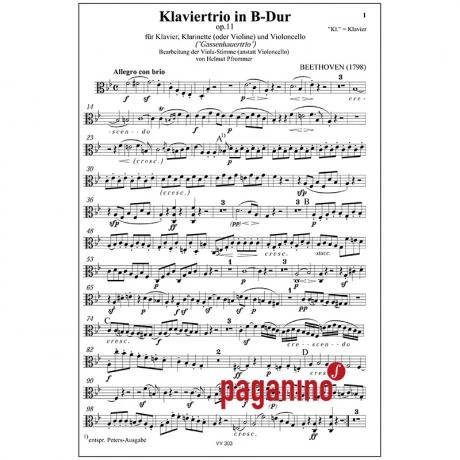 Beethoven, L. V.: Trio Für Klarinette (Violine), Viola Und Klavier Op. 11 B-Dur – Violastimme - Image 2